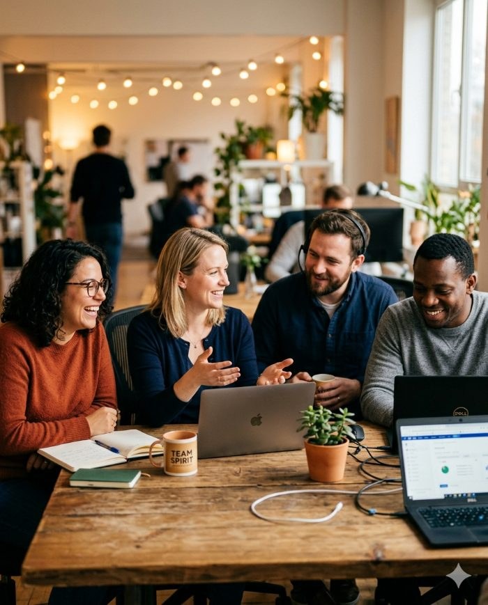 Das scalemate-Team im Gespräch, KI-generiertes Bild
